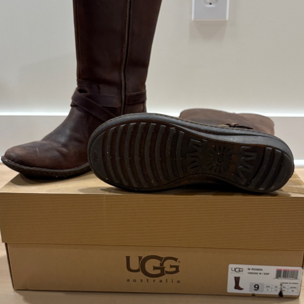 UGG Chocolate Brown Leather Knee-High Boots - Picture 4 of 8